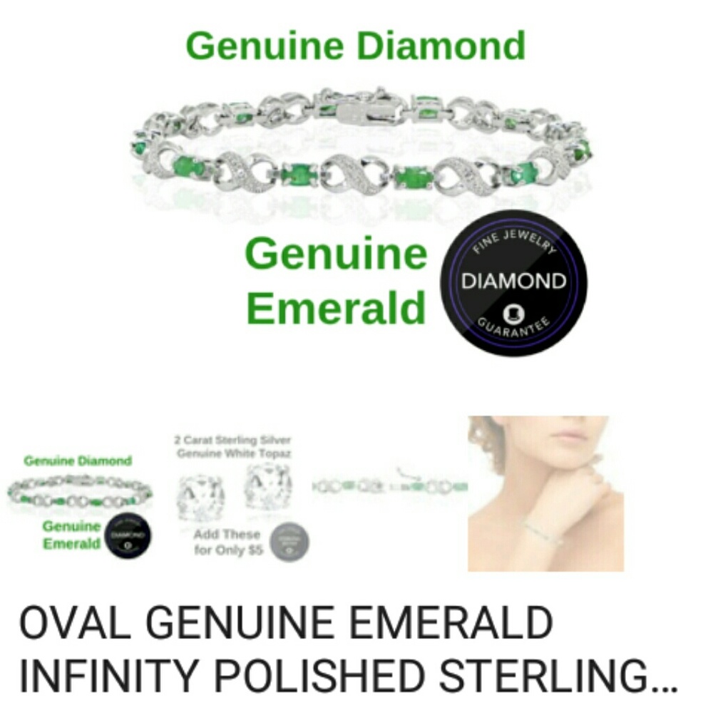 Stamped Sterling gen. emerald tennis bracelet
